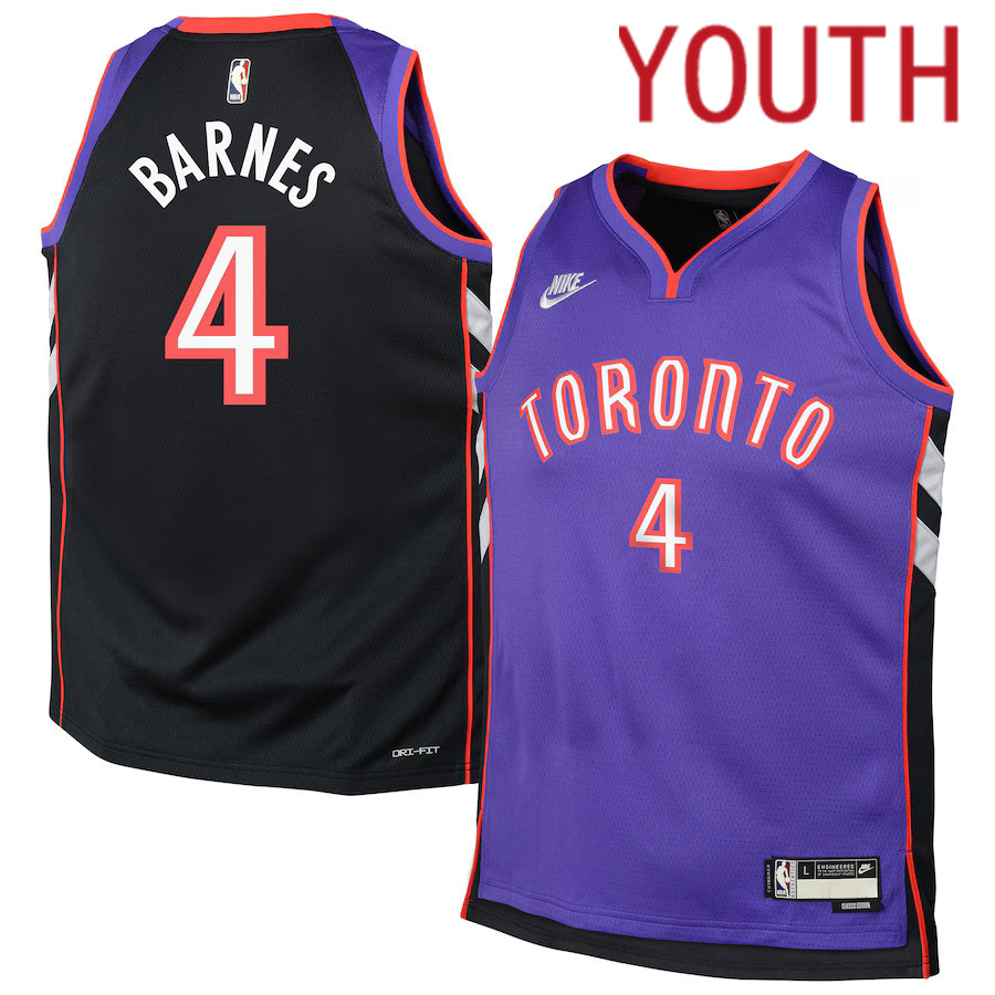 Youth Toronto Raptors #4 Scottie Barnes Nike Purple 2024-25 Swingman NBA Jersey->youth nba jersey->Youth Jersey